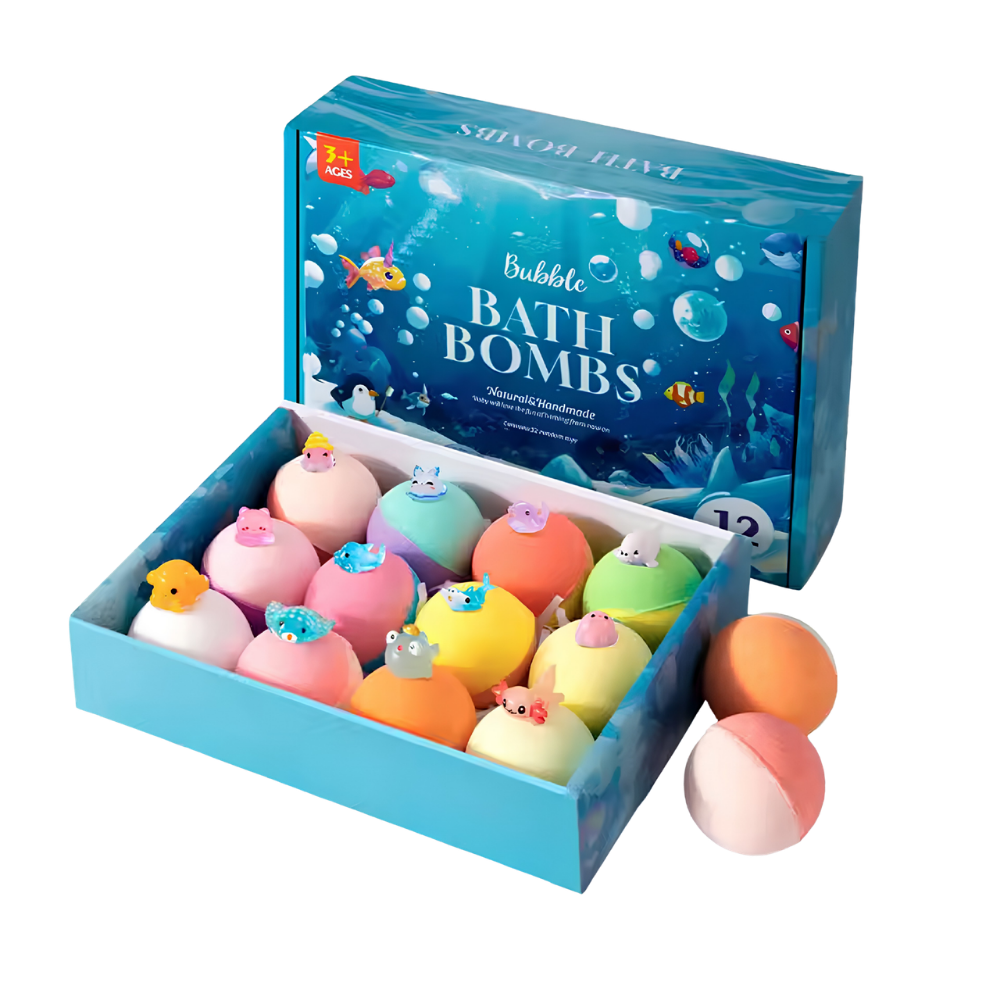 Vorruto bath bombs with sea creature toys inside
